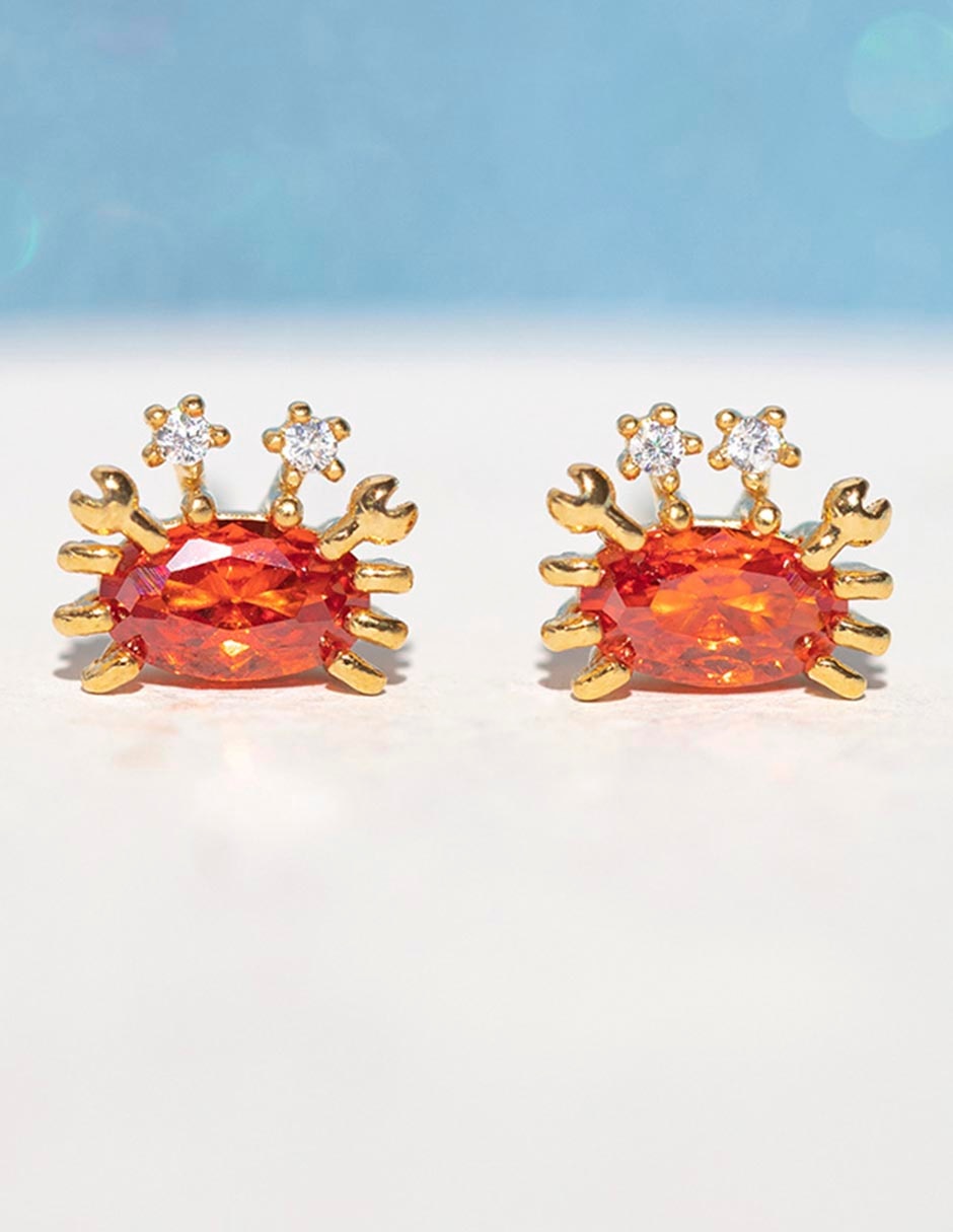 Aretes de cangrejo 18 K con acabado chapa de oro 2