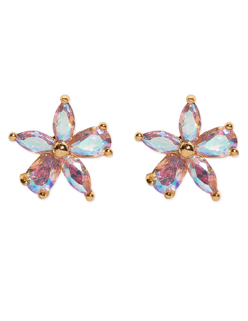 Aretes de flor 18 K con acabado chapa de oro Aretes de flor 18 K con acabado chapa de oro