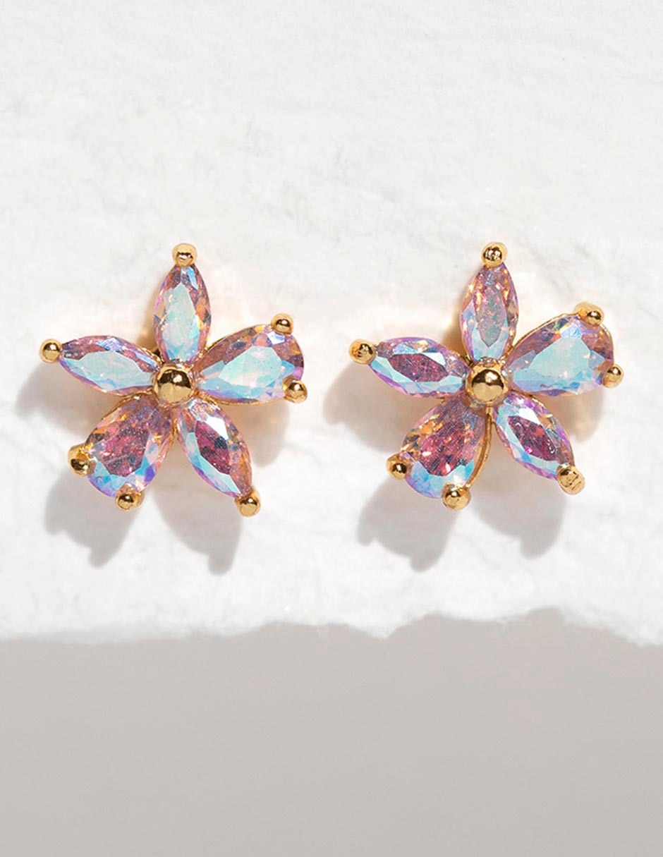 Aretes de flor 18 K con acabado chapa de oro 2