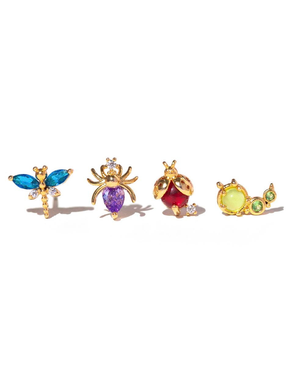 Set de aretes 18 K con acabado chapa de oro
