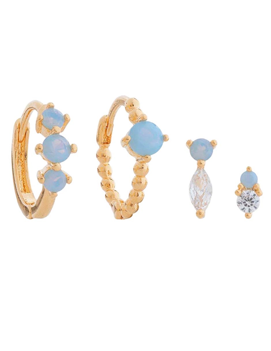 Set de aretes 18 K con acabado chapa de oro