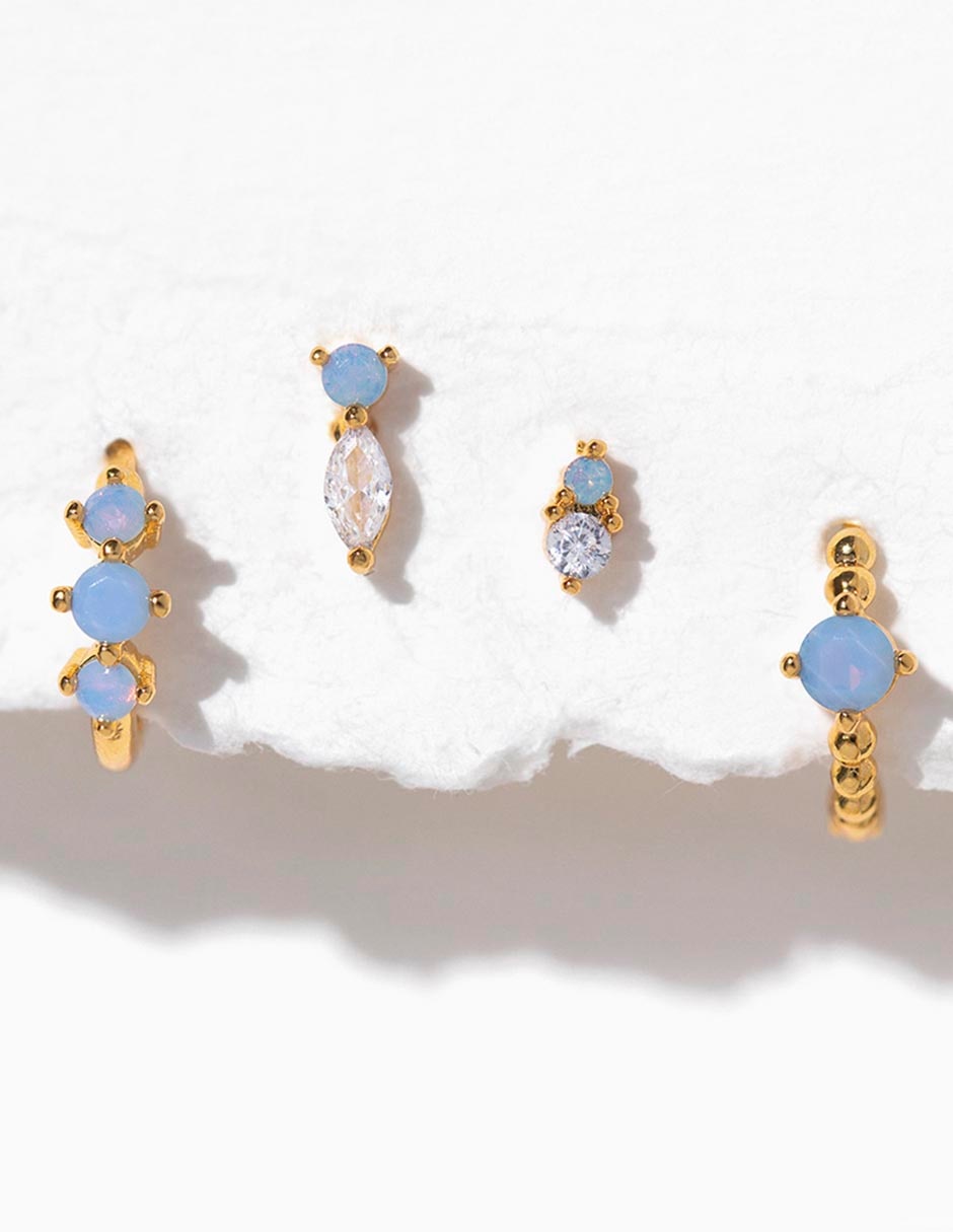 Set de aretes 18 K con acabado chapa de oro 3