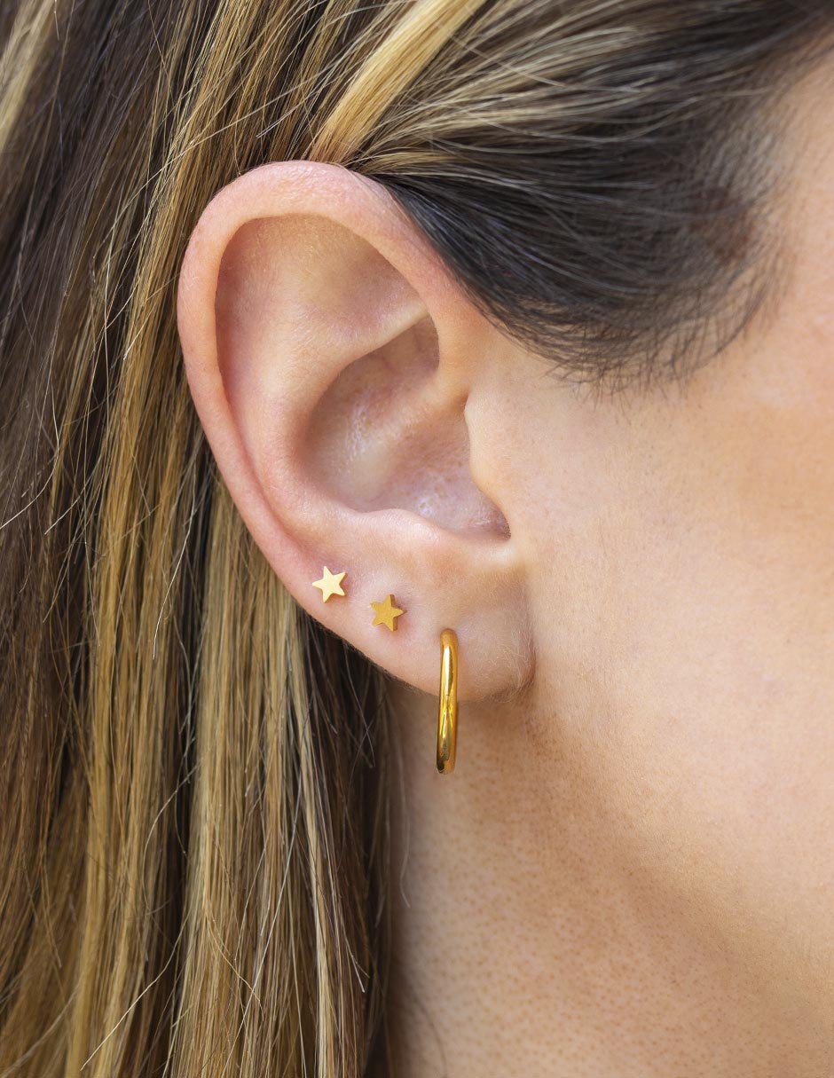 Aretes de estrella 18 K con acabado chapa de oro 3