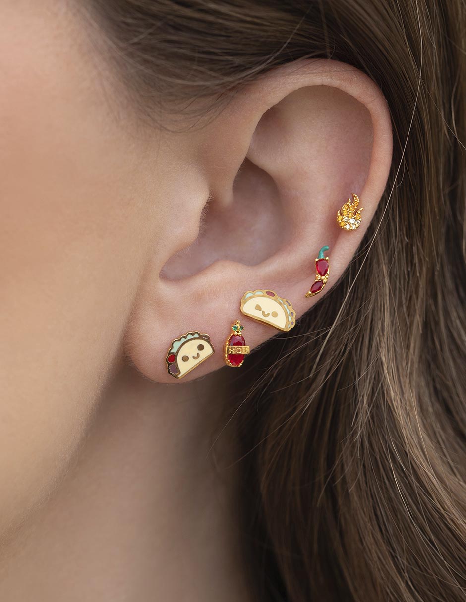 Aretes 18 K con acabado chapa de oro 3