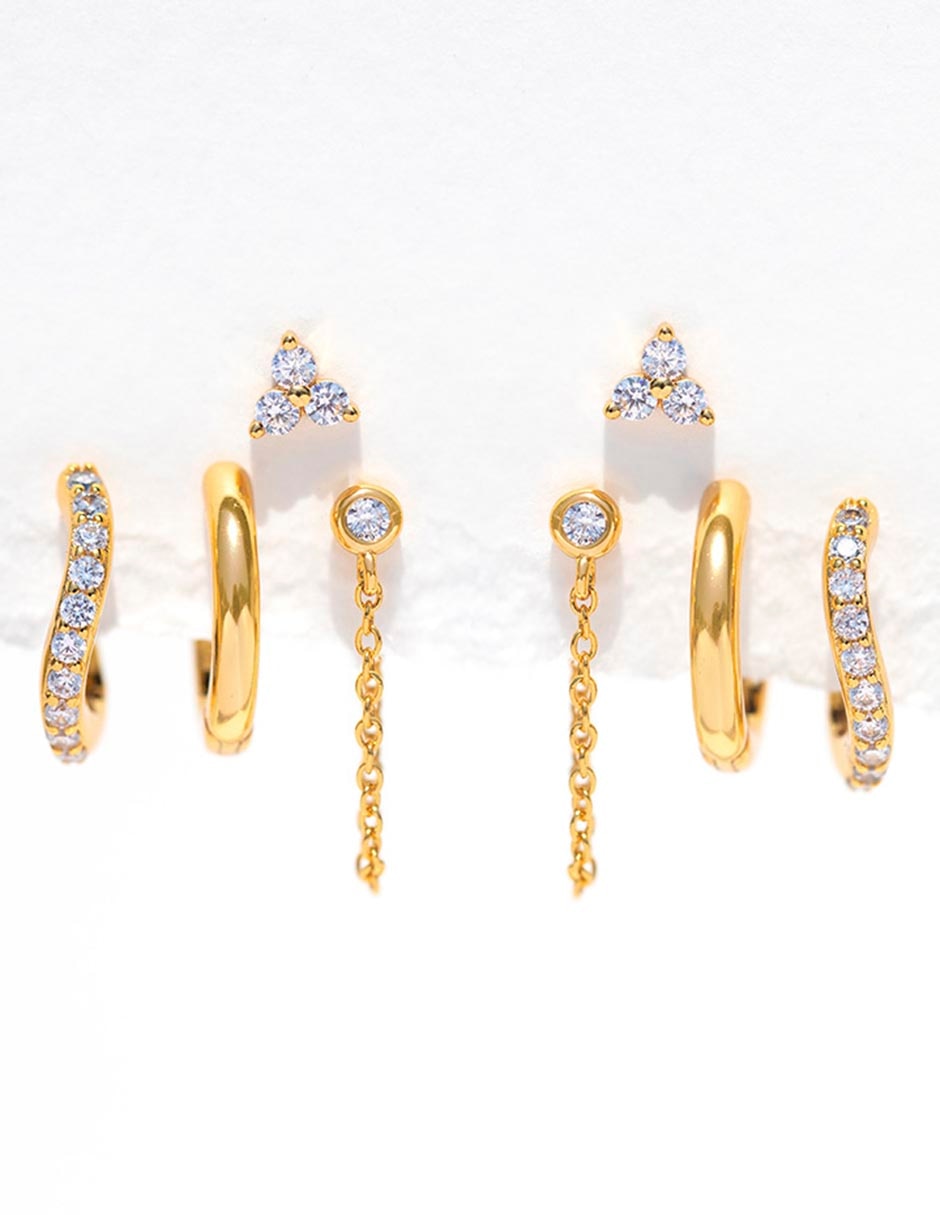 Set de aretes 18 K con acabado chapa de oro 2