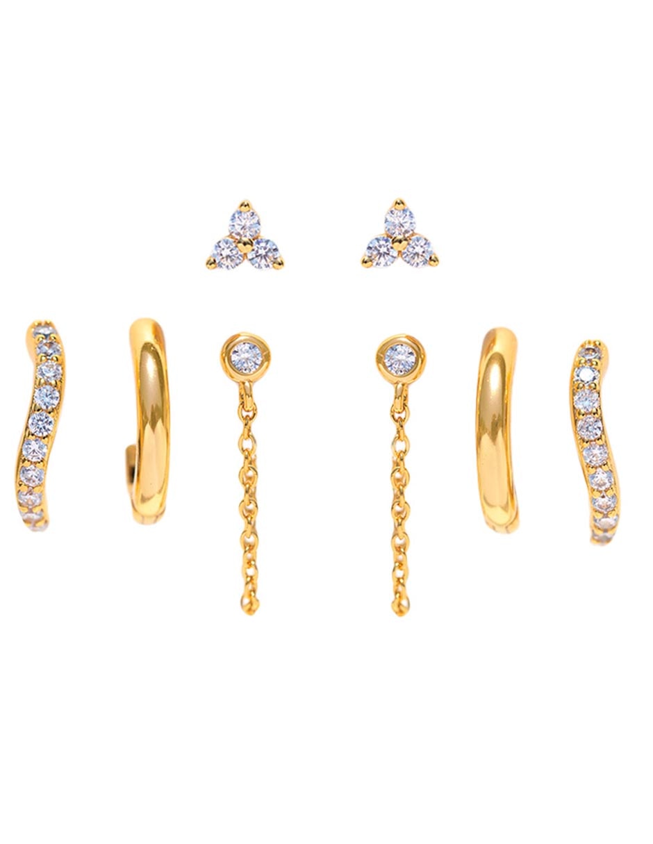 Set de aretes 18 K con acabado chapa de oro 3