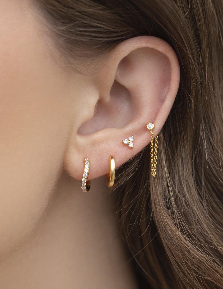 Set de aretes 18 K con acabado chapa de oro 4
