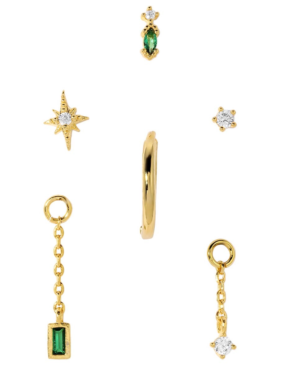Set de aretes 18 K con acabado chapa de oro
