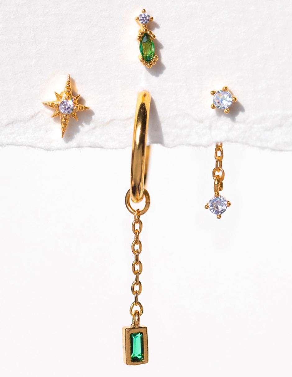Set de aretes 18 K con acabado chapa de oro 2