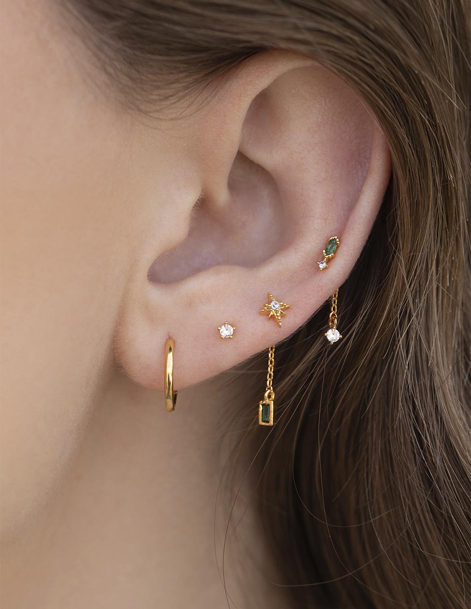 Set de aretes 18 K con acabado chapa de oro 3