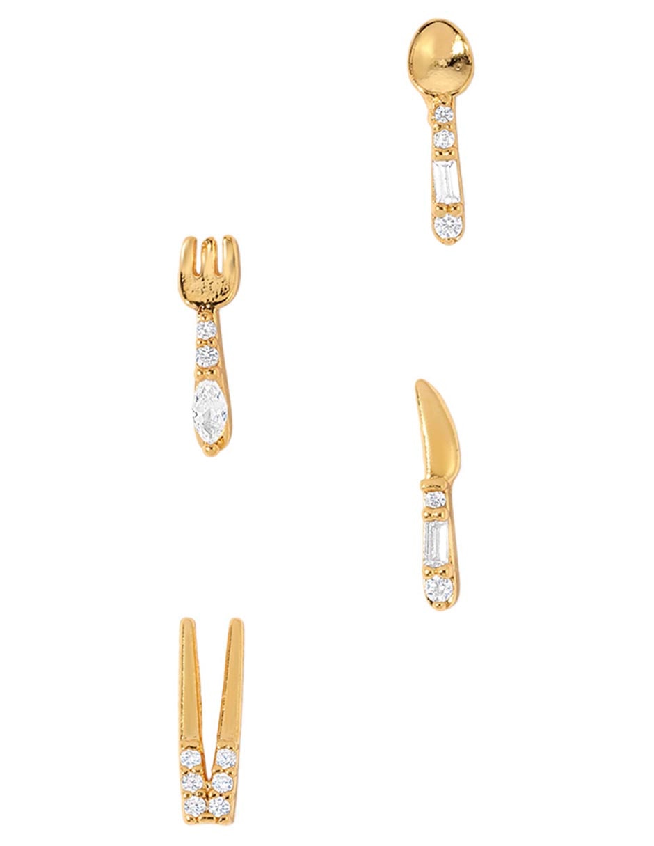 Aretes con acabado baño de oro 18 K 3