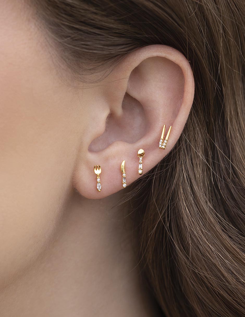 Aretes con acabado baño de oro 18 K 4