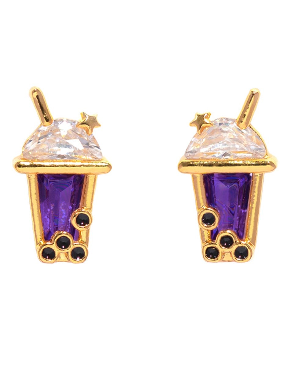 Aretes 18 K con acabado chapa de oro