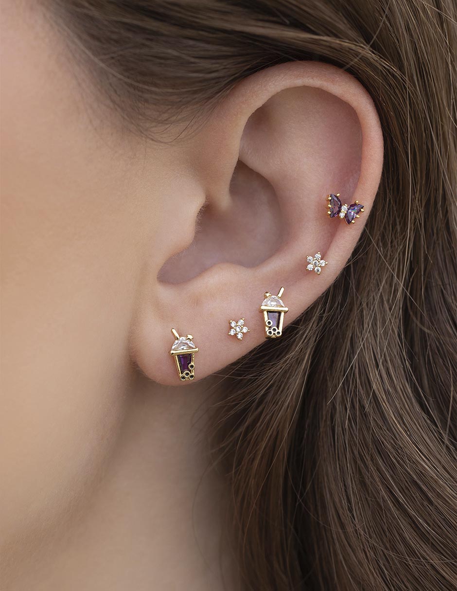 Aretes 18 K con acabado chapa de oro 3