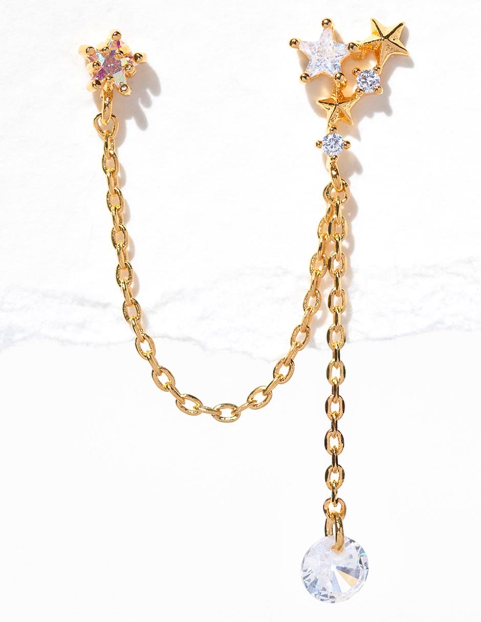 Aretes de estrella 18 K con acabado chapa de oro 2