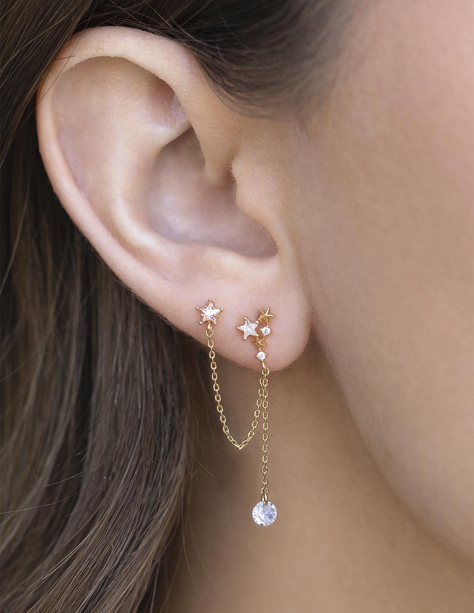 Aretes de estrella 18 K con acabado chapa de oro 3