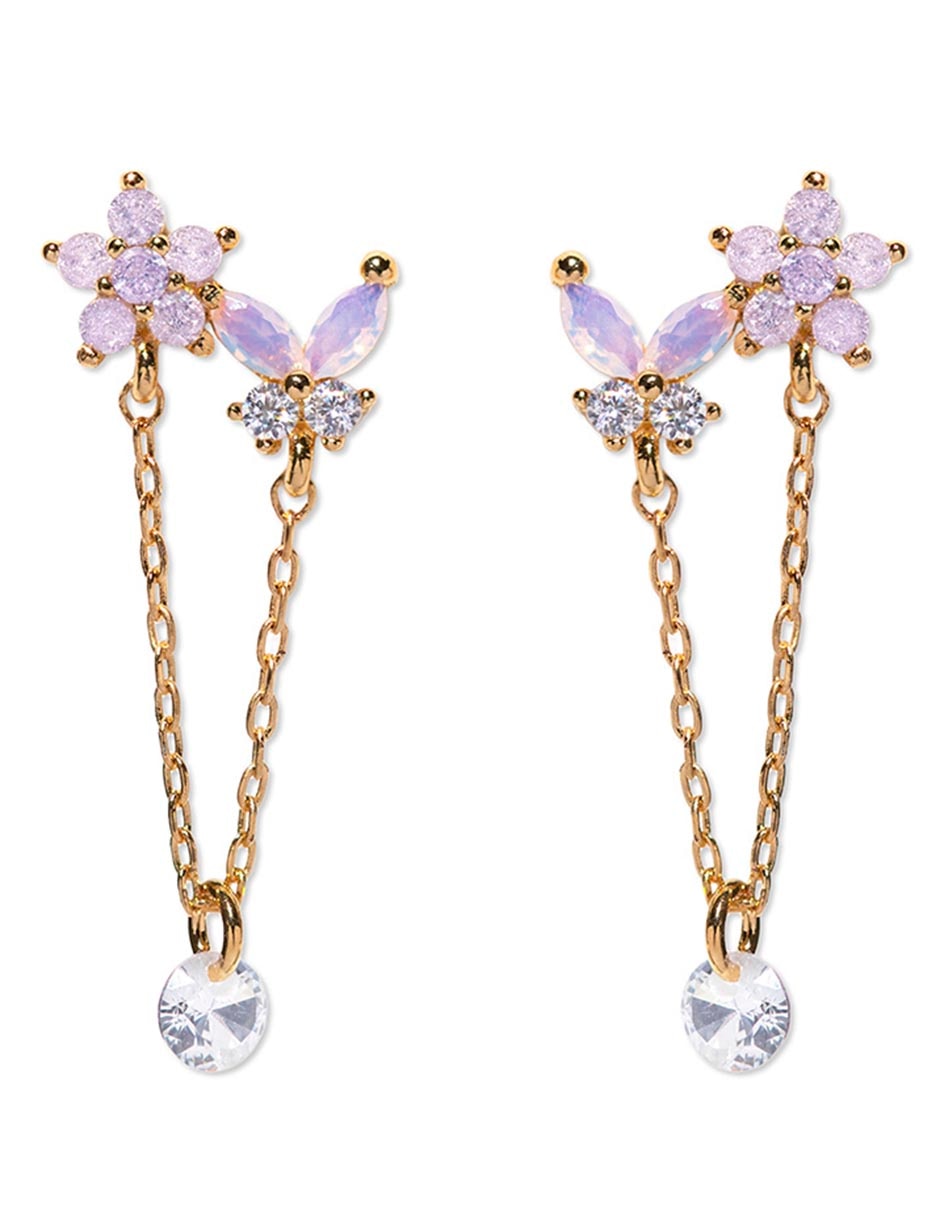 Aretes de mariposa 18 K con acabado chapa de oro