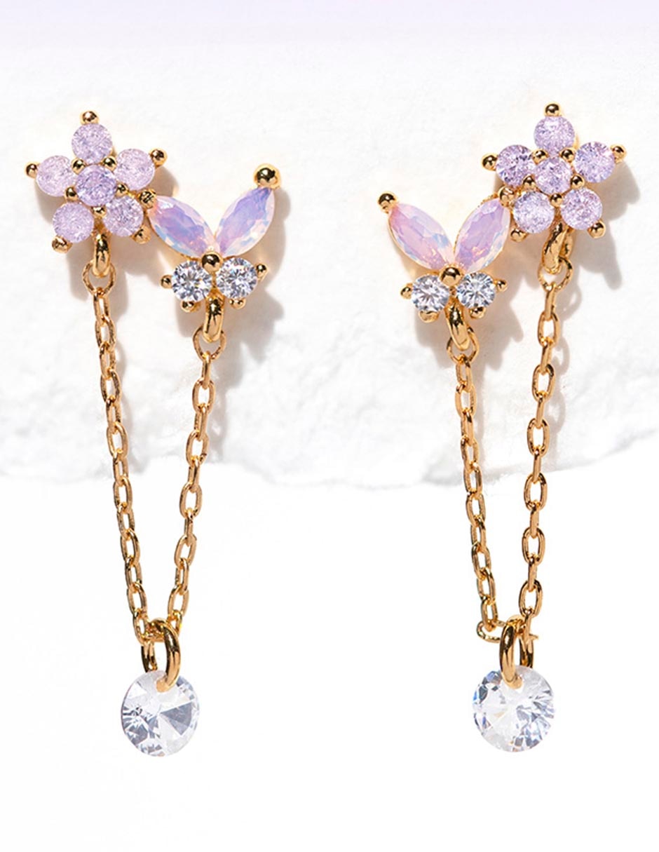 Aretes de mariposa 18 K con acabado chapa de oro 2