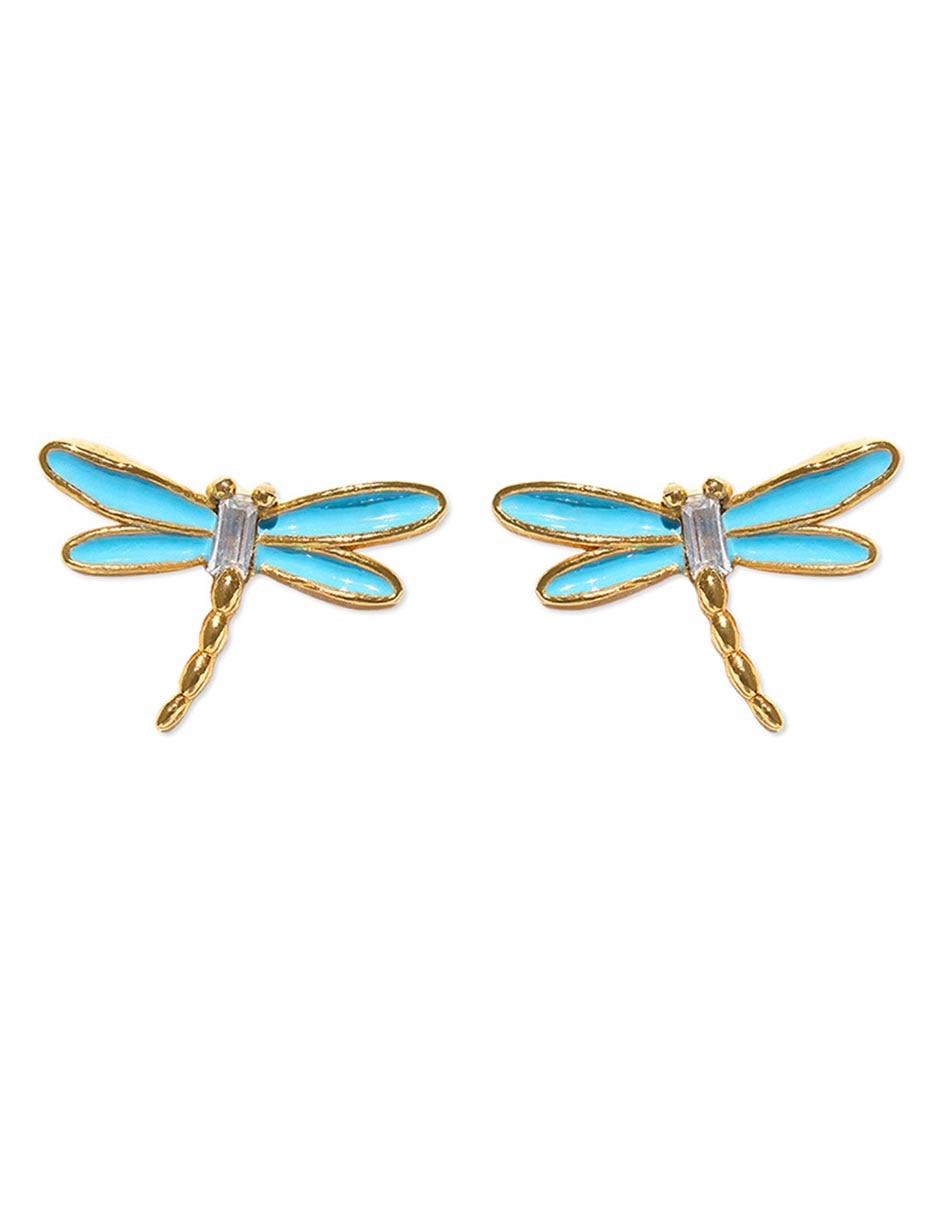 Aretes de libélula 18 K con acabado chapa de oro Aretes de libélula 18 K con acabado chapa de oro