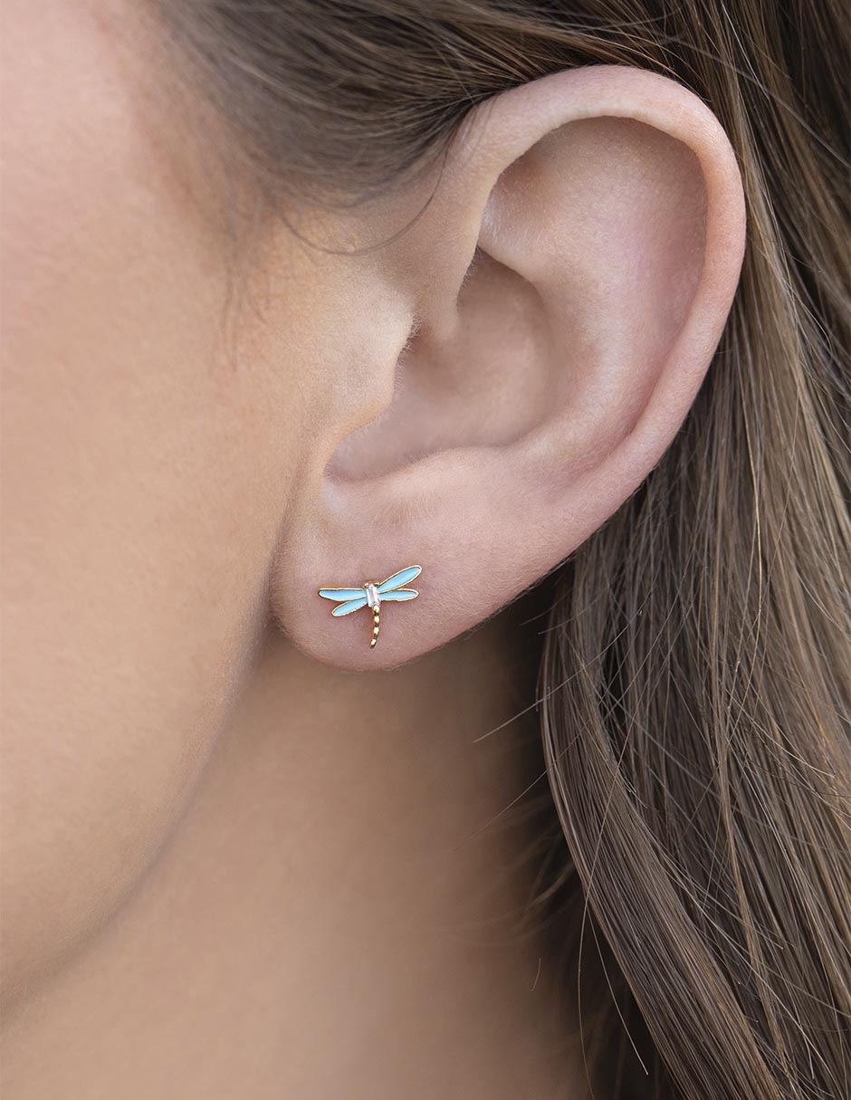 Aretes de libélula 18 K con acabado chapa de oro 3