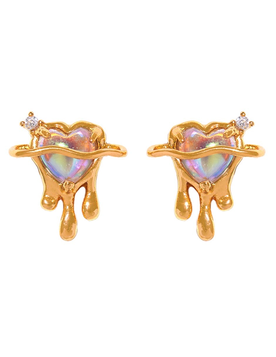 Aretes de corazón 18 K con acabado chapa de oro