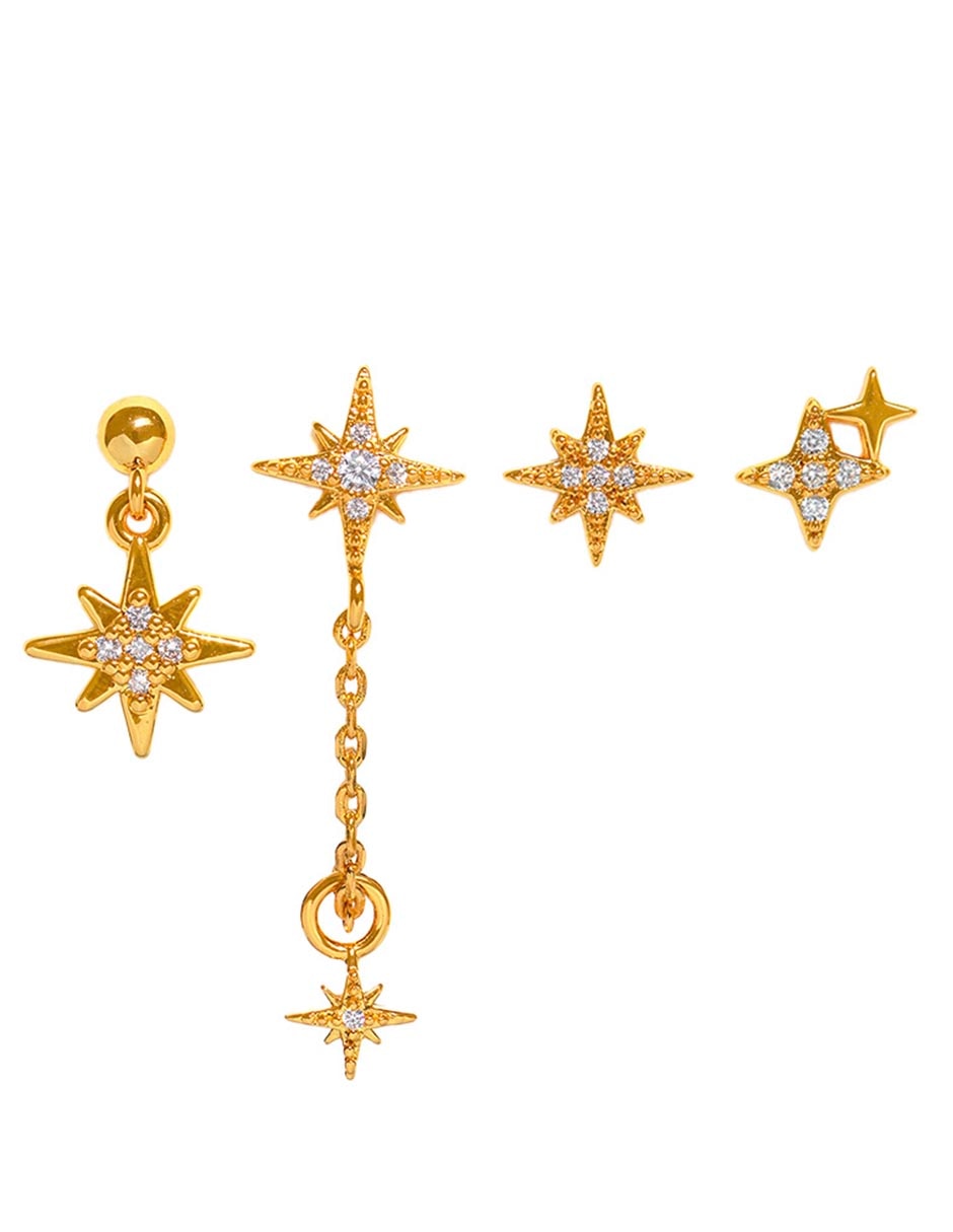 Set de aretes 18 K con acabado pavé