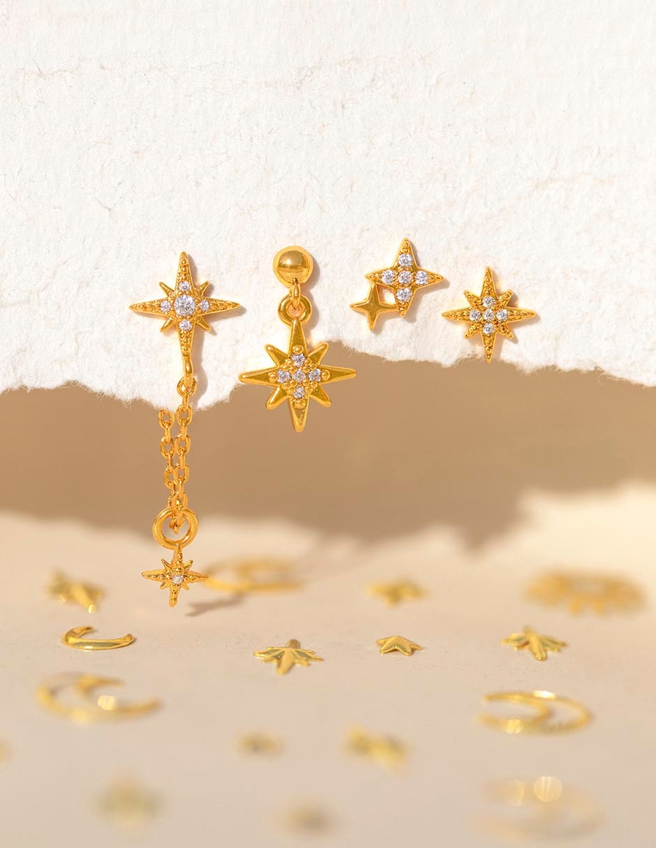 Set de aretes 18 K con acabado pavé 2