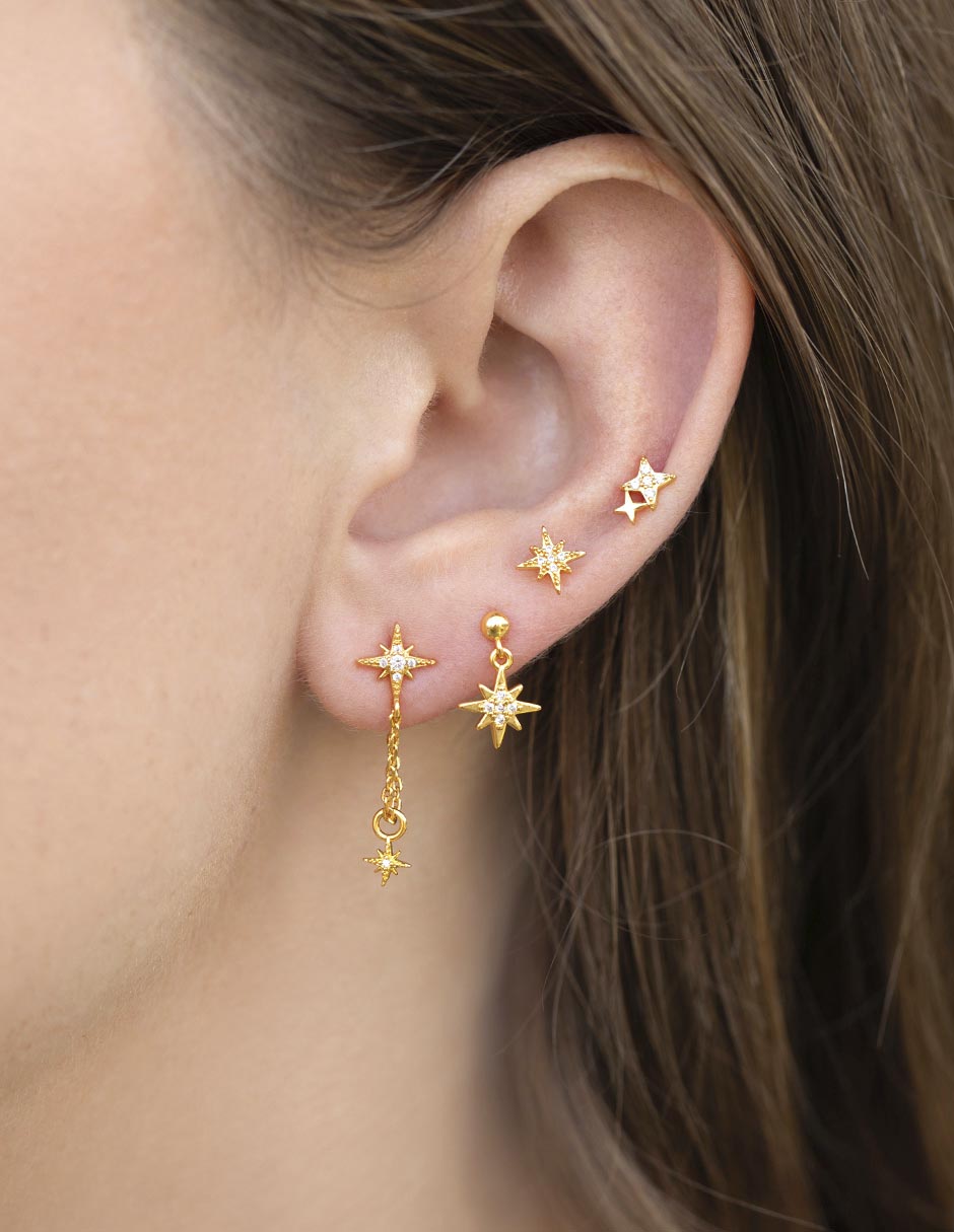 Set de aretes 18 K con acabado pavé 3
