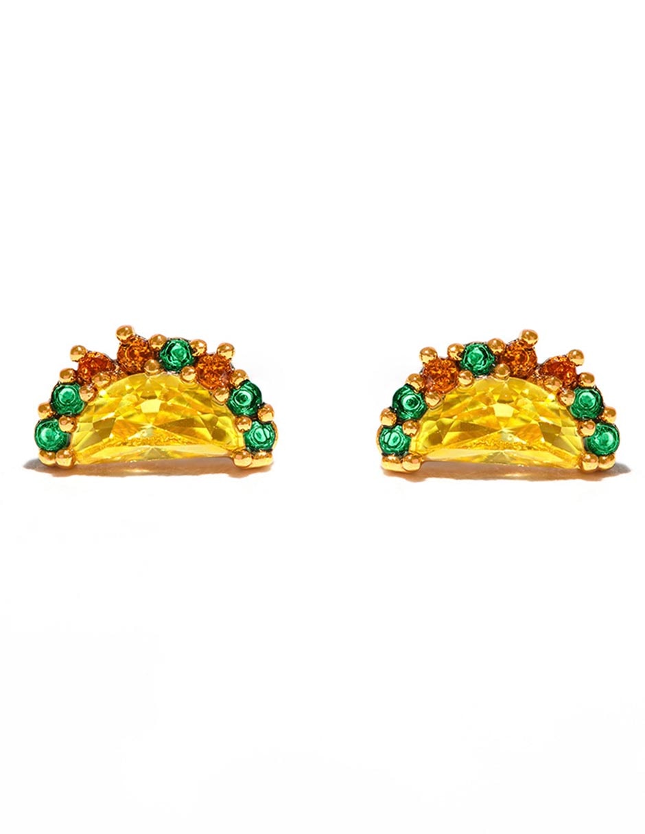 Aretes de taco 18 K con acabado chapa de oro