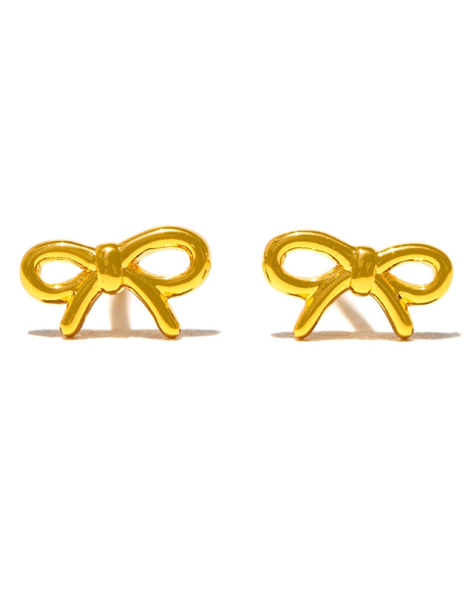 Aretes de moño 18 K con acabado chapa de oro