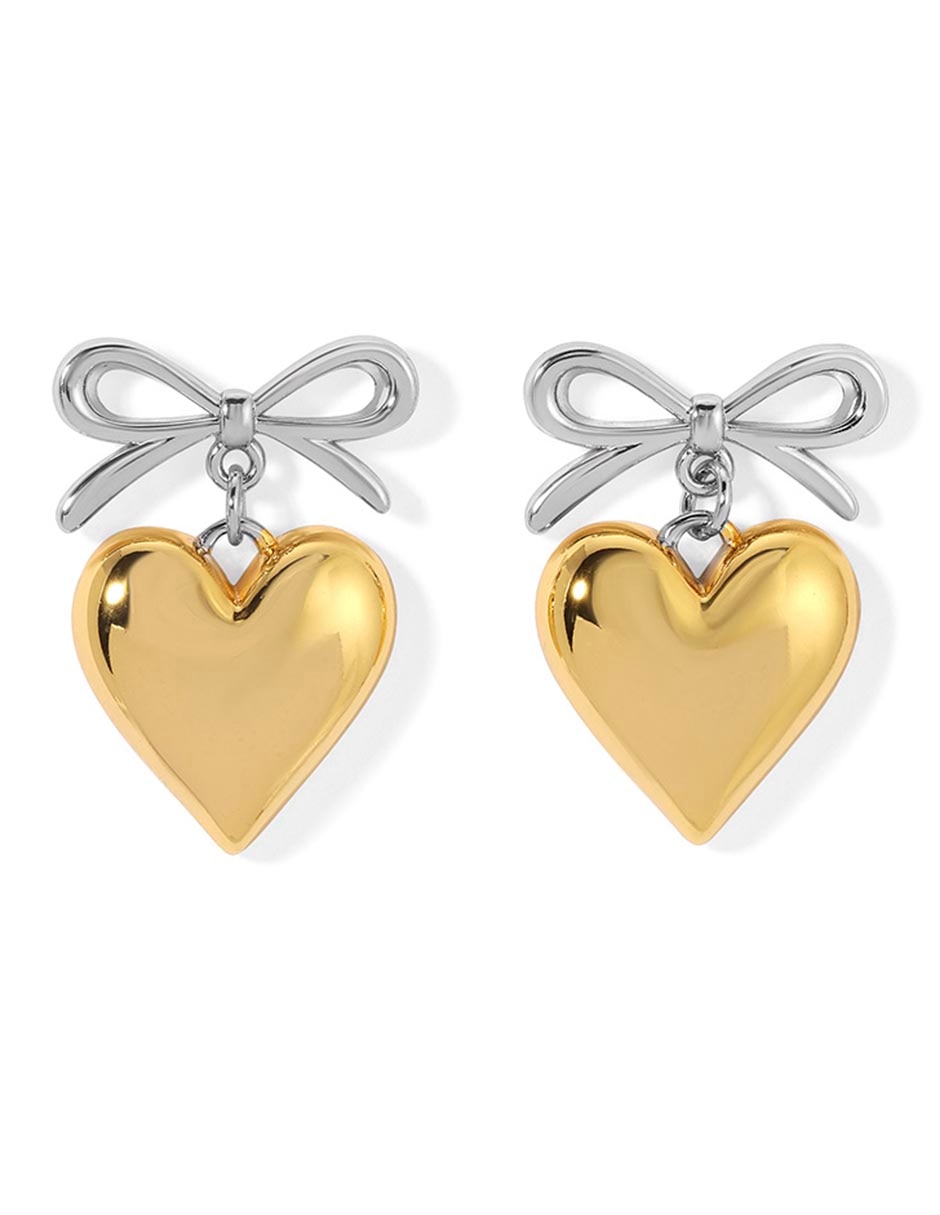 Aretes de corazón 18 K con acabado chapa de oro