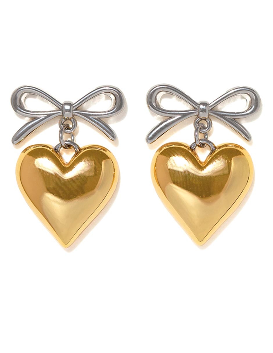 Aretes de corazón 18 K con acabado chapa de oro 3