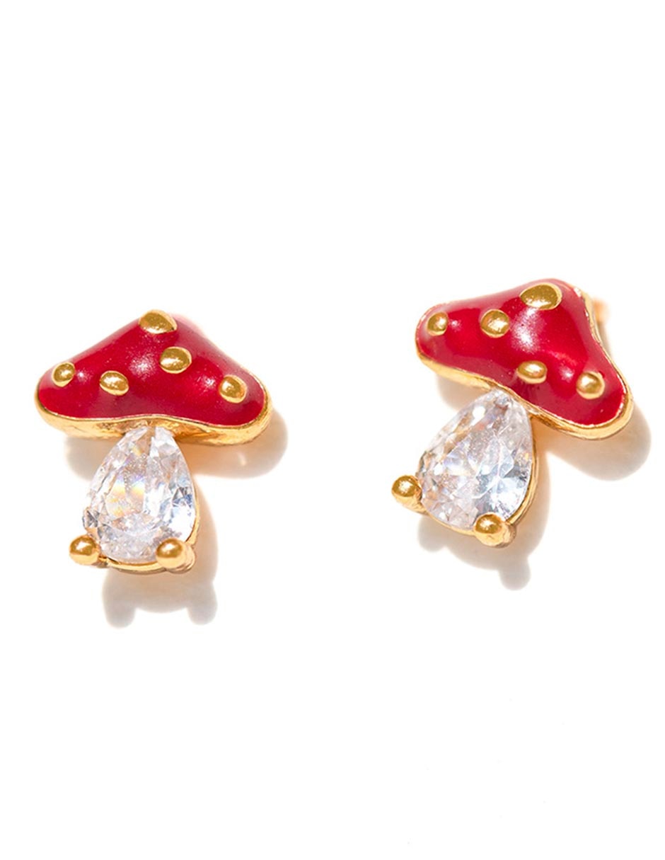 Aretes de hongo 18 K con acabado chapa de oro 2