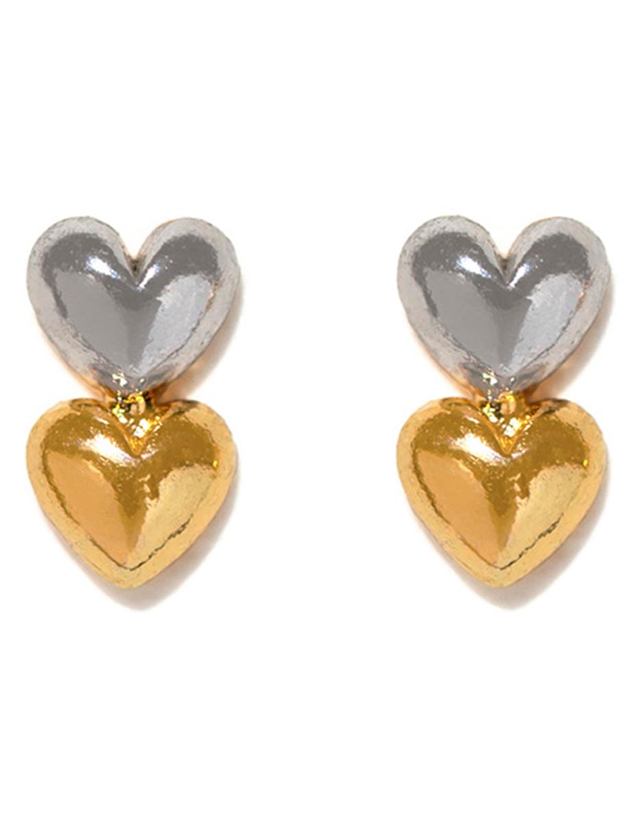 Aretes de corazón 18 K con acabado chapa de oro