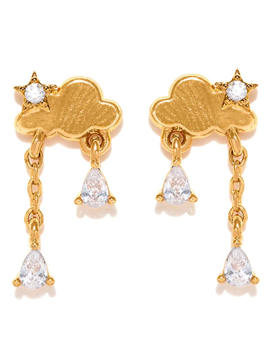 Aretes de gota 18 K con acabado chapa de oro Aretes de gota 18 K con acabado chapa de oro