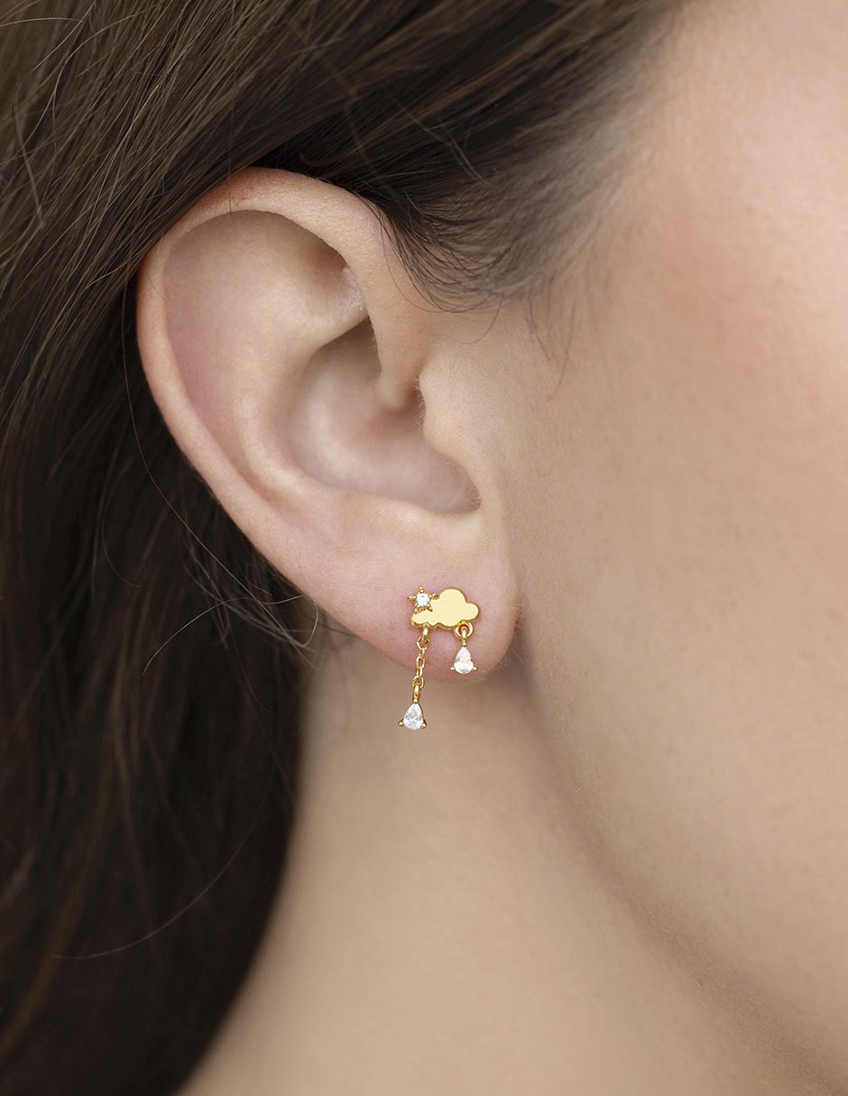 Aretes de gota 18 K con acabado chapa de oro 2
