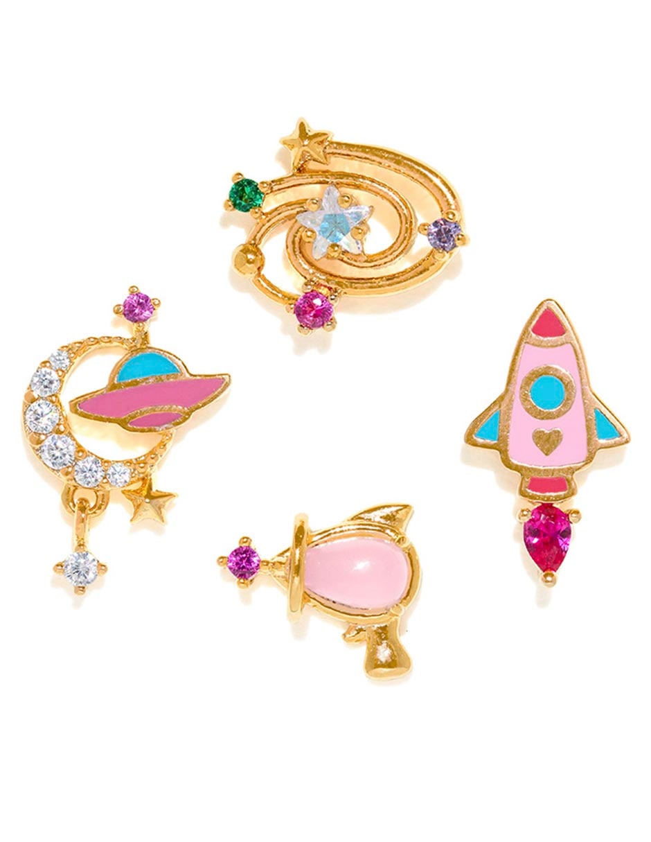 Set de aretes 18 K con acabado chapa de oro