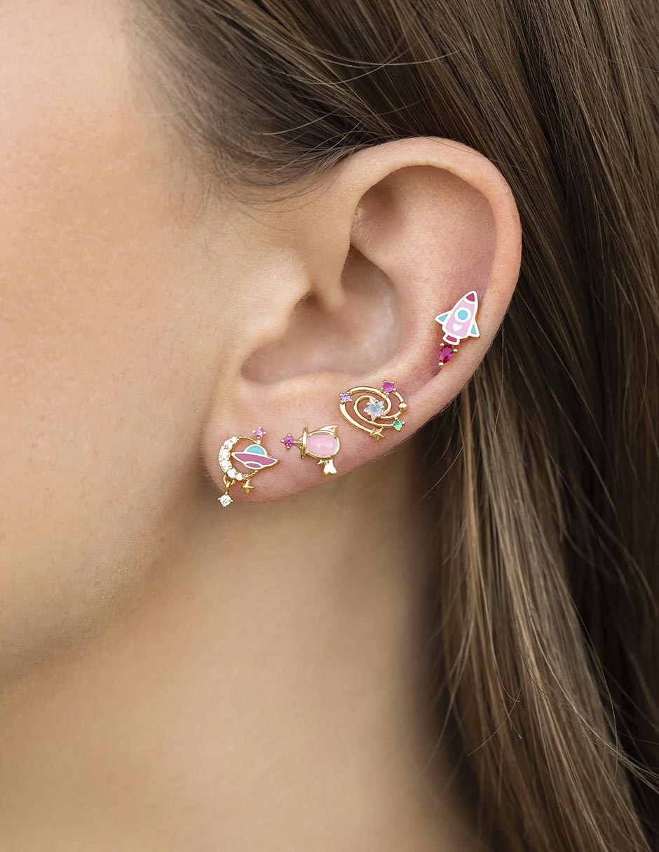 Set de aretes 18 K con acabado chapa de oro 2