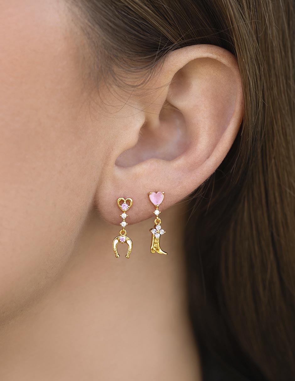 Set de aretes 18 K con acabado chapa de oro 2