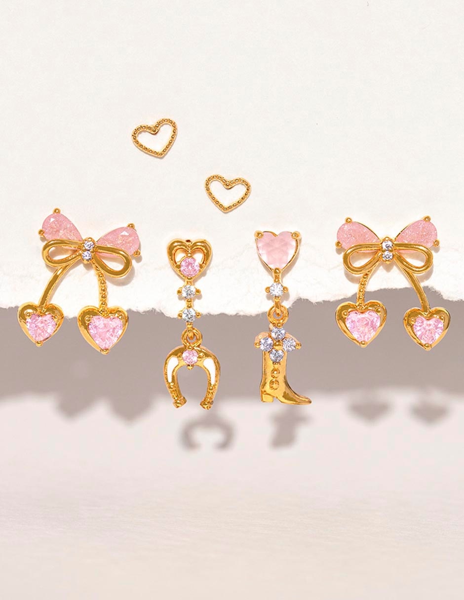 Set de aretes 18 K con acabado chapa de oro 3