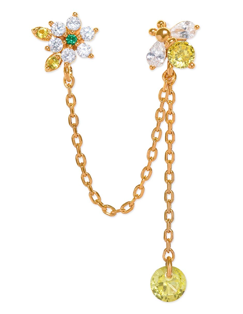 Aretes de flor 18 K con acabado chapa de oro