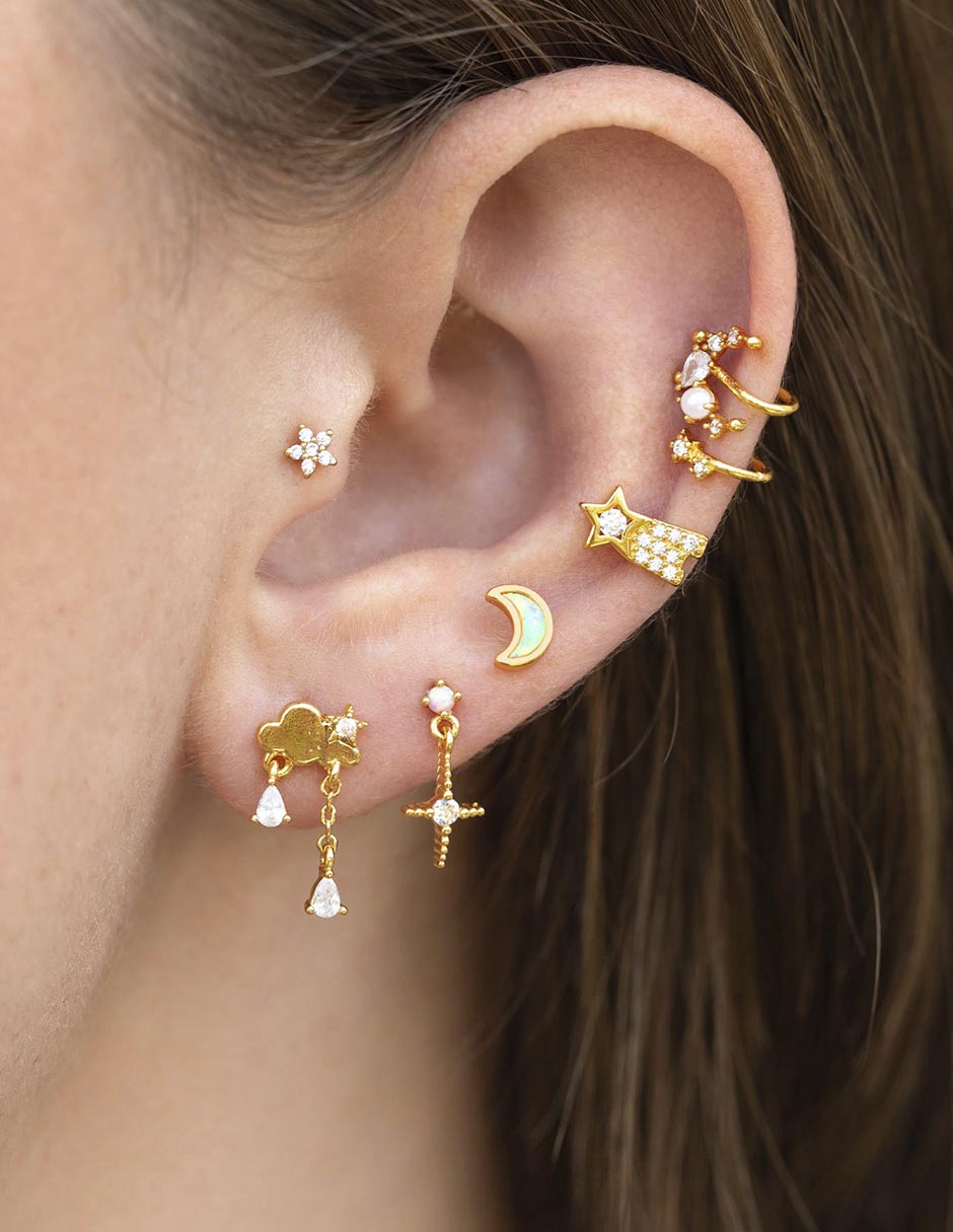 Aretes 18 K con acabado chapa de oro 3
