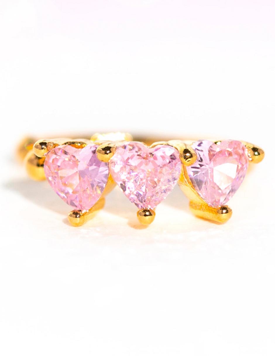 Aretes de corazón 18 K con acabado chapa de oro 2