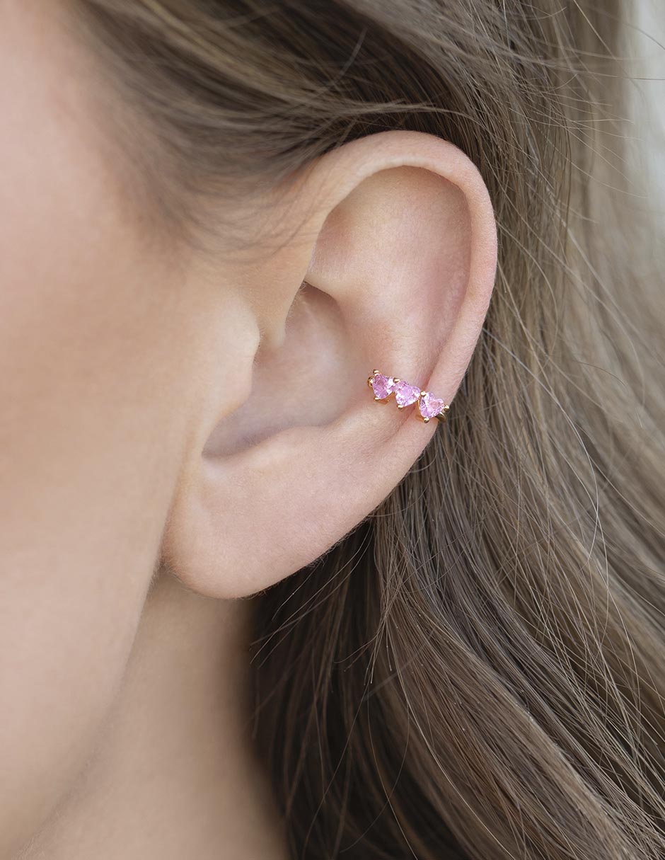 Aretes de corazón 18 K con acabado chapa de oro 3
