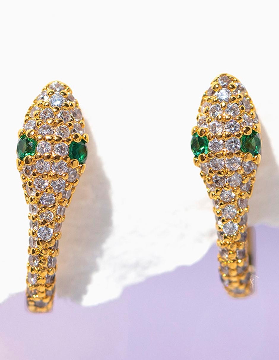 Aretes de serpiente 18 K con acabado chapa de oro 2