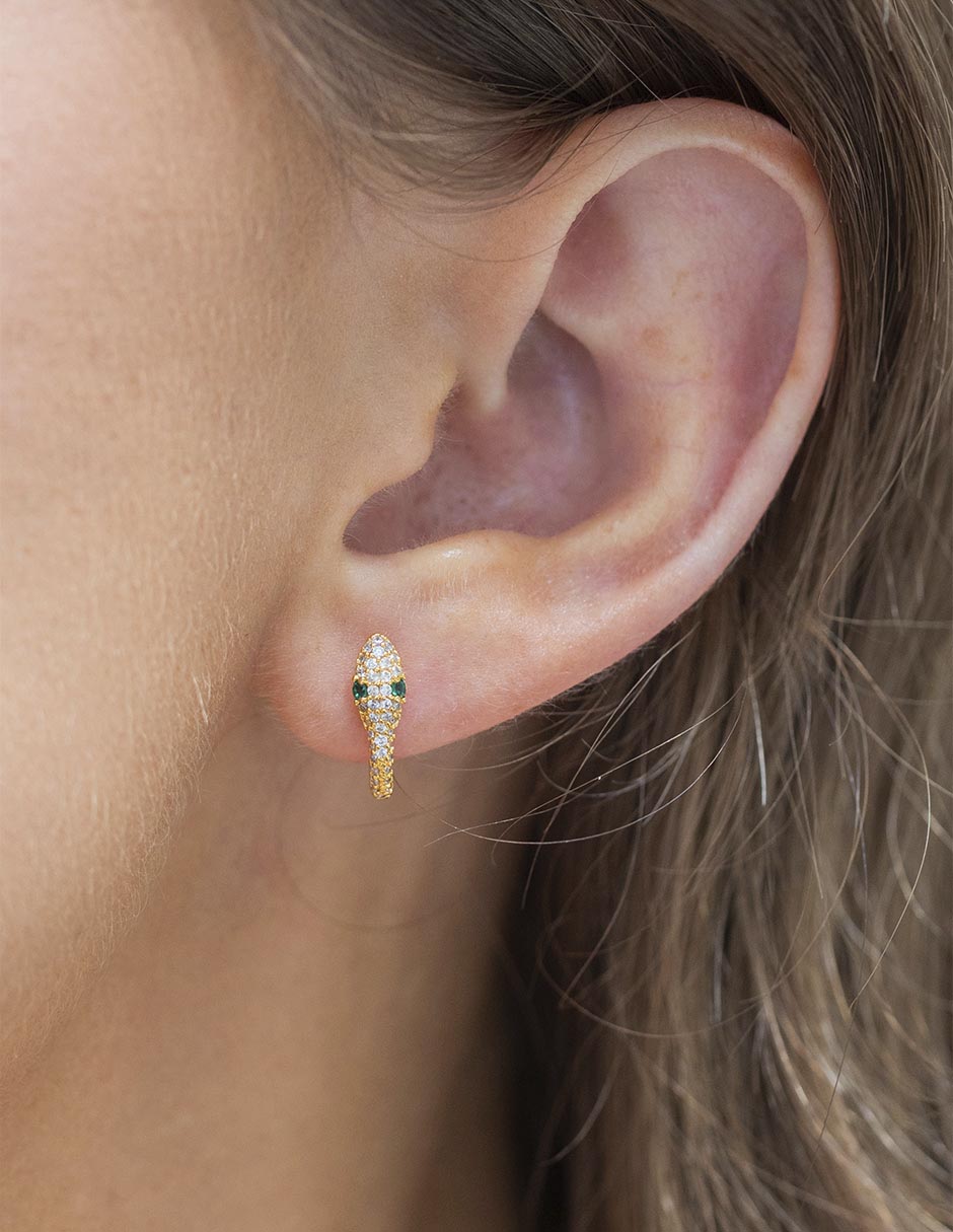 Aretes de serpiente 18 K con acabado chapa de oro 3