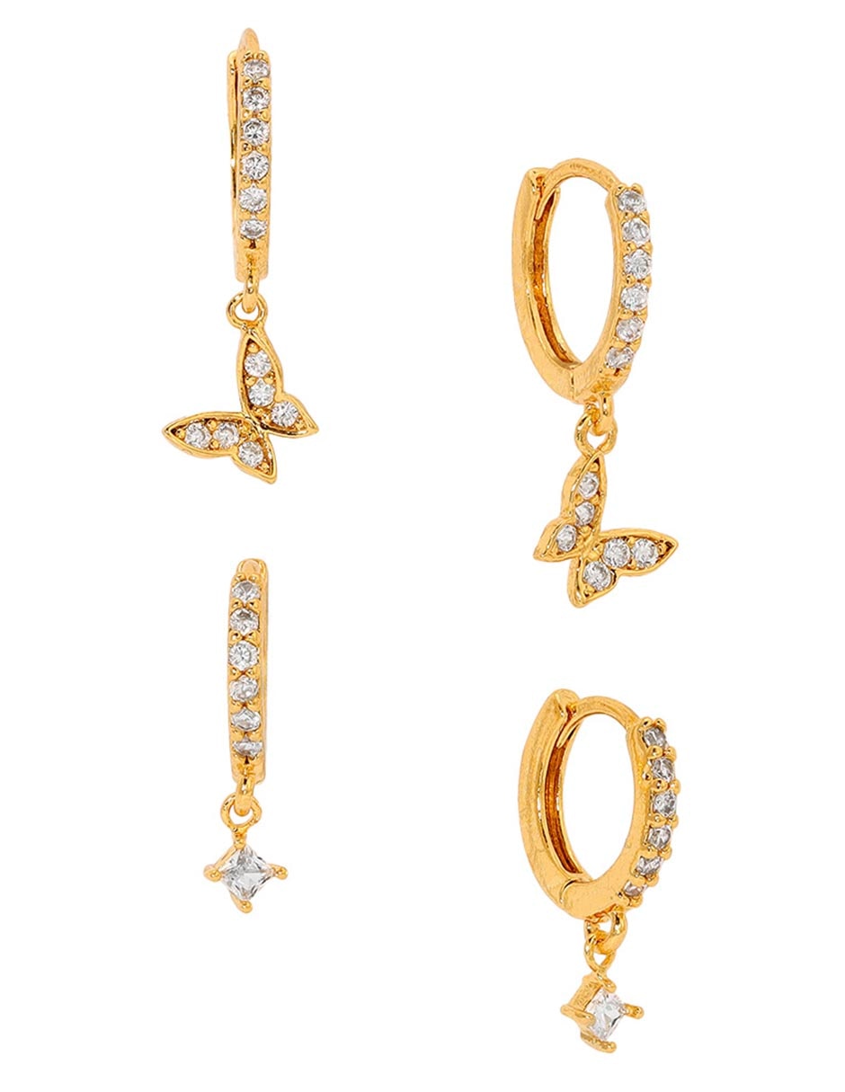 Set de aretes 18 K con acabado chapa de oro