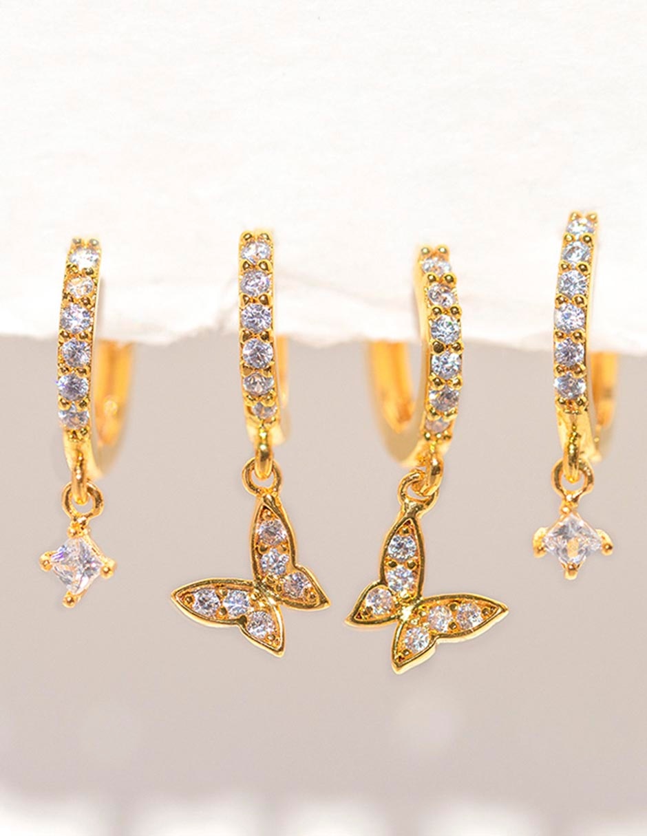 Set de aretes 18 K con acabado chapa de oro 2