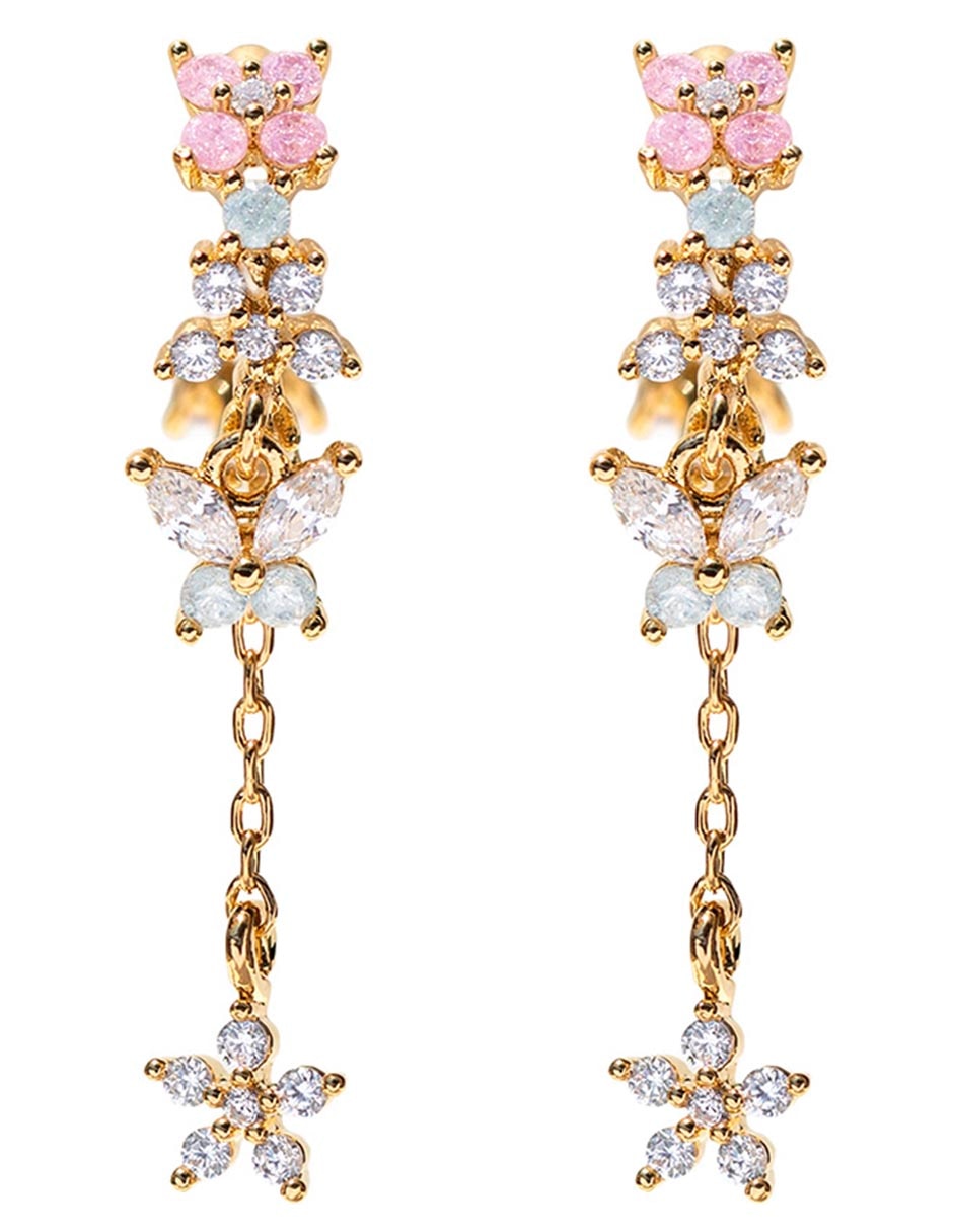 Aretes de flor 18 K con acabado chapa de oro