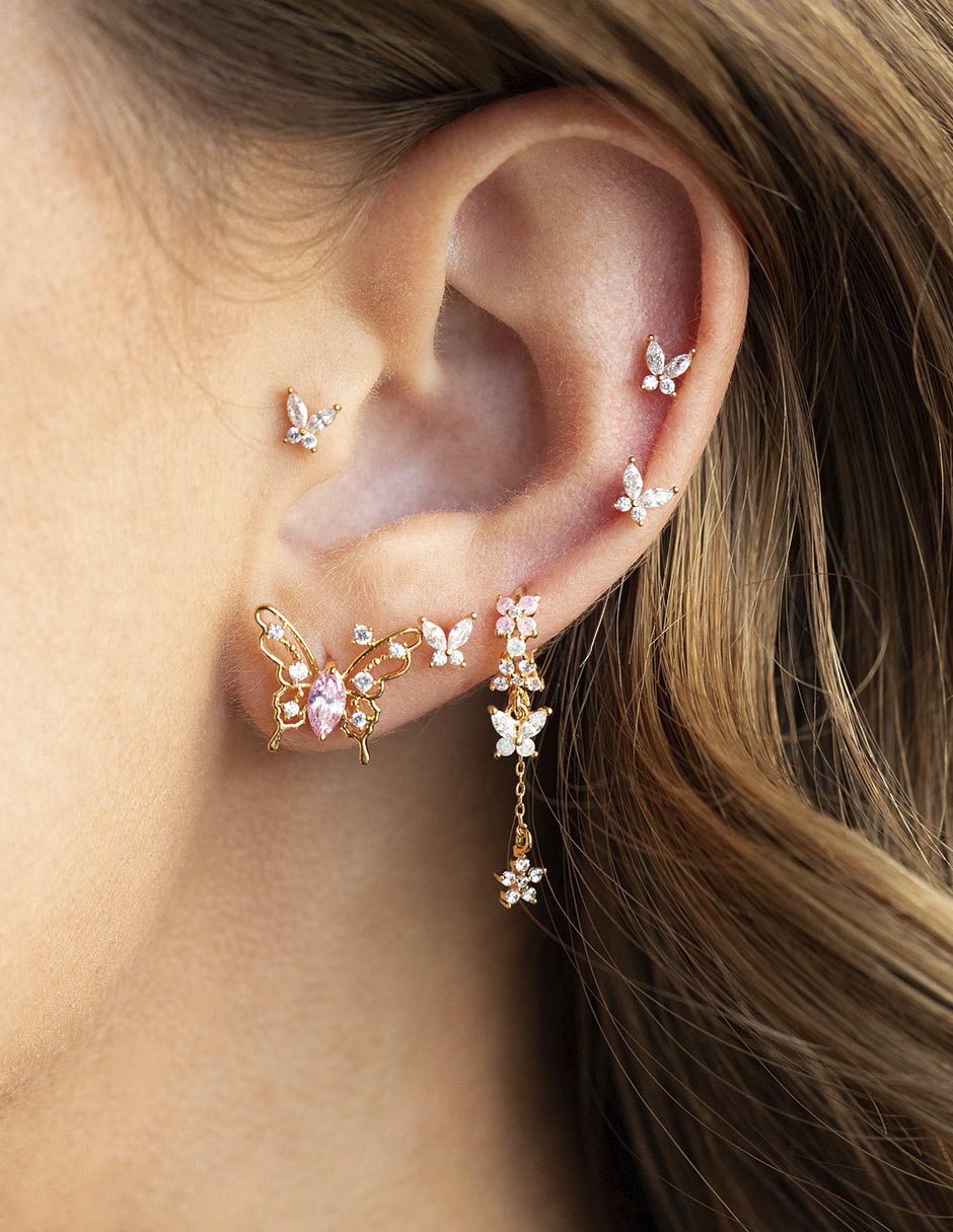 Aretes de flor 18 K con acabado chapa de oro 2